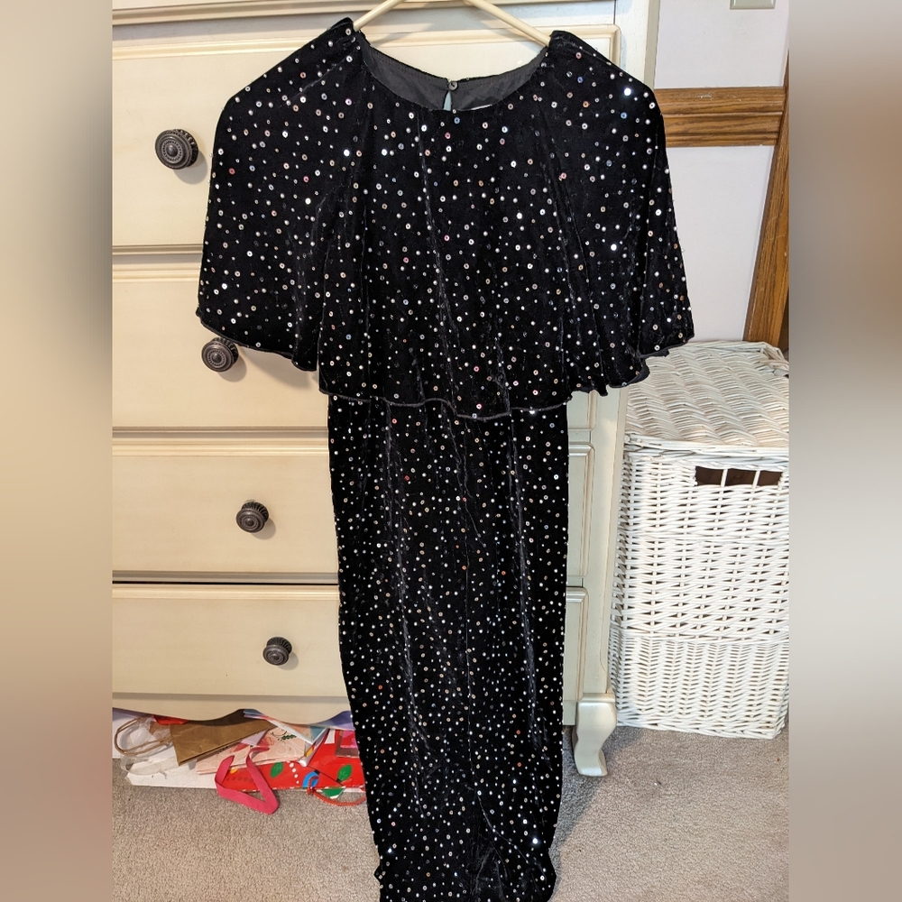 Zara girls black velvet jumpsuit Size 11-12